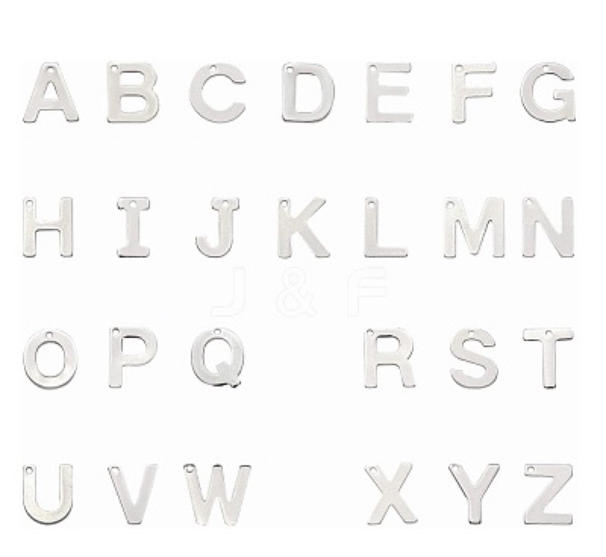 Silver letter charms