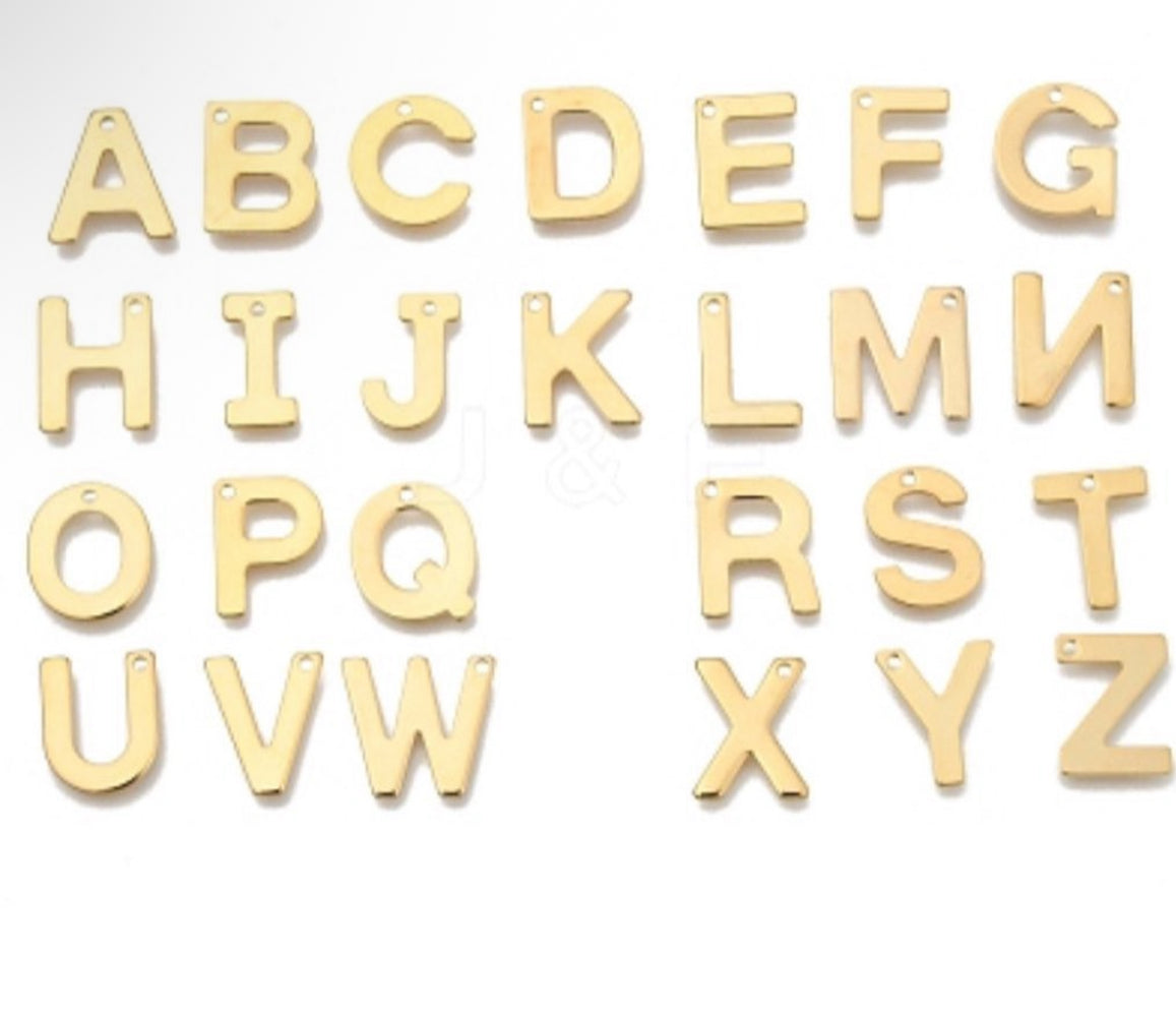 Gold Plated Stainless Steel Letter Charms Arau Jewelry