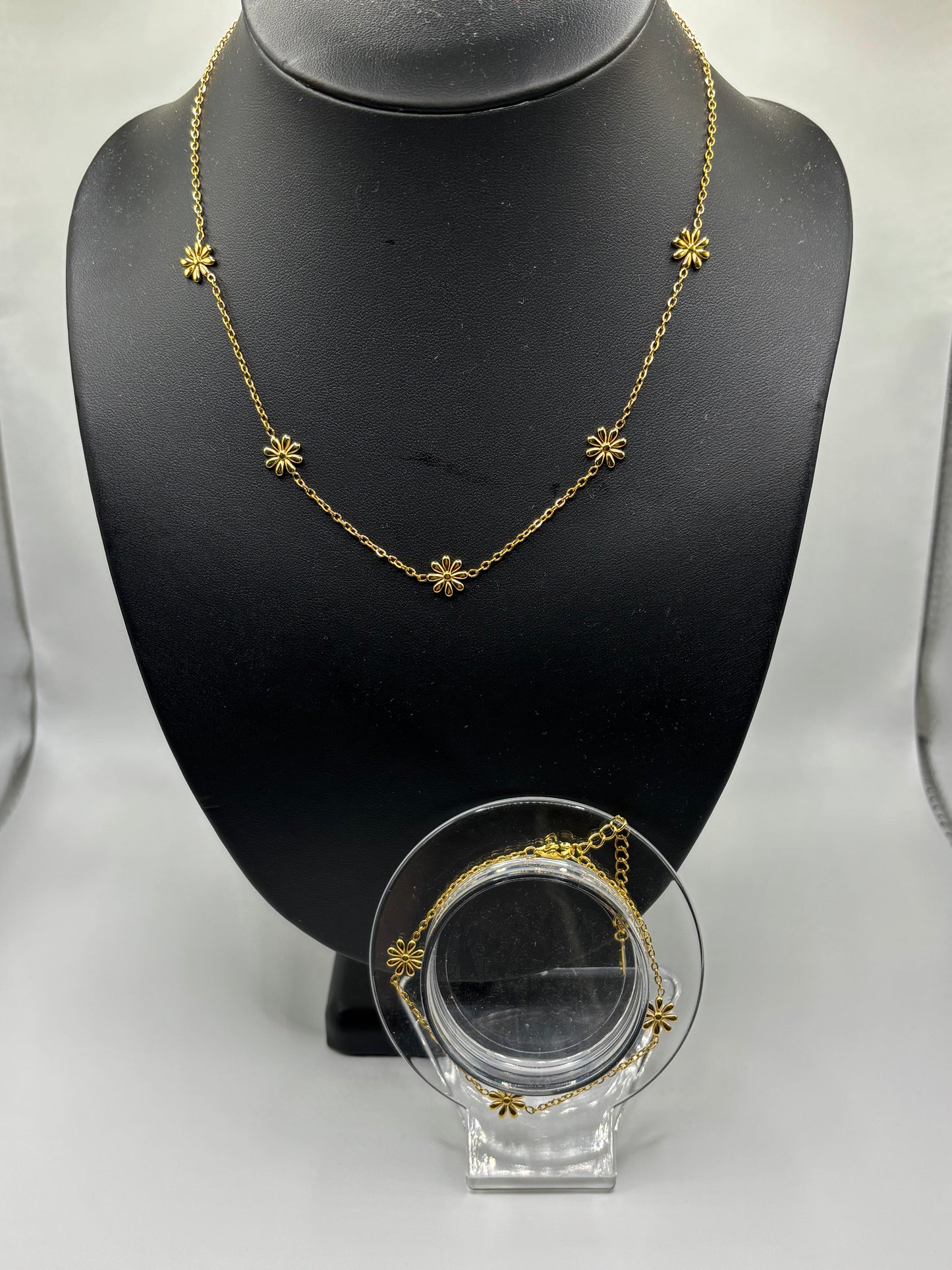 Flower necklace + Bracelet Set