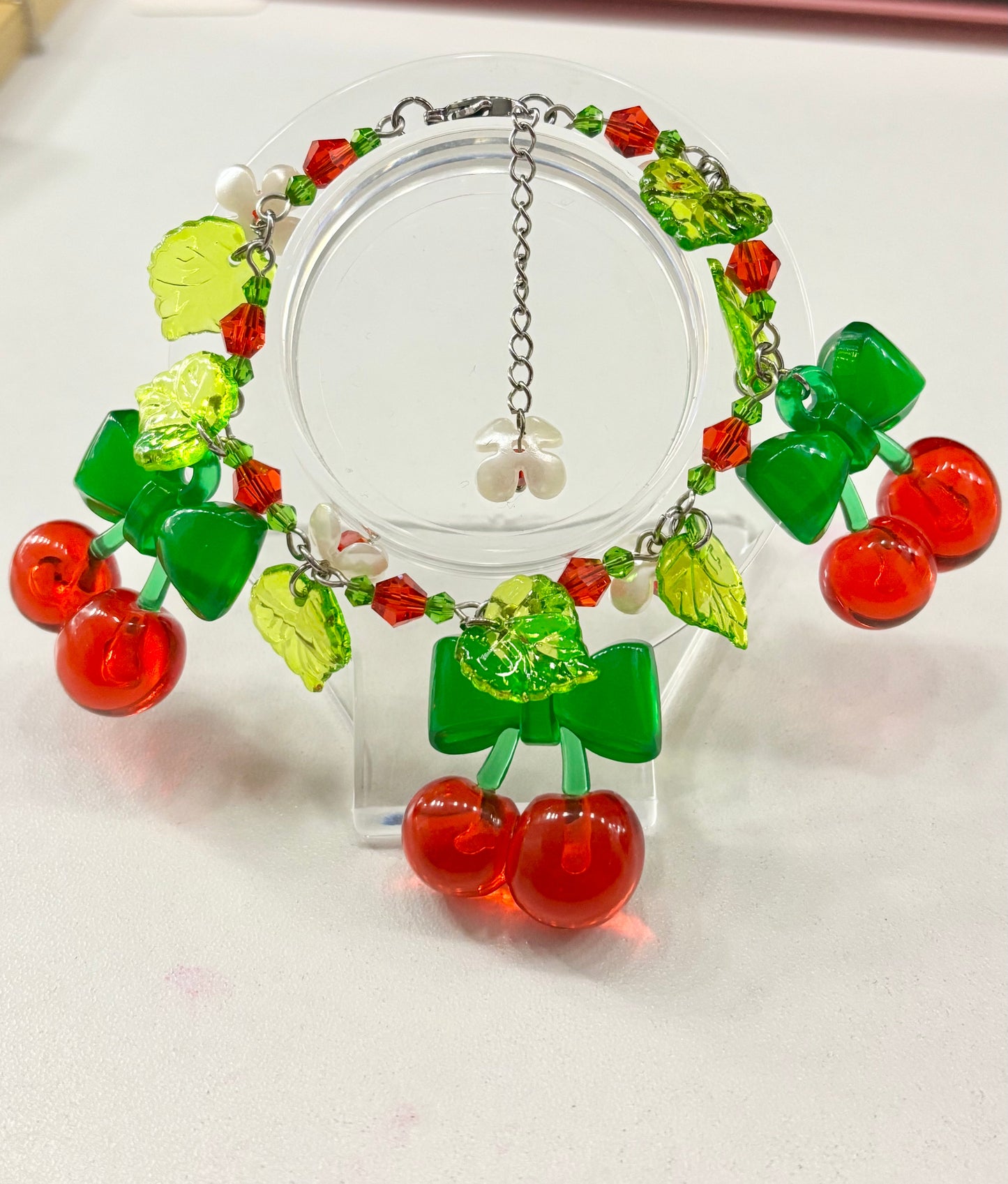 Adjustable Cherry Charm Bracelet, 304 Stainless Steel Arau Jewelry