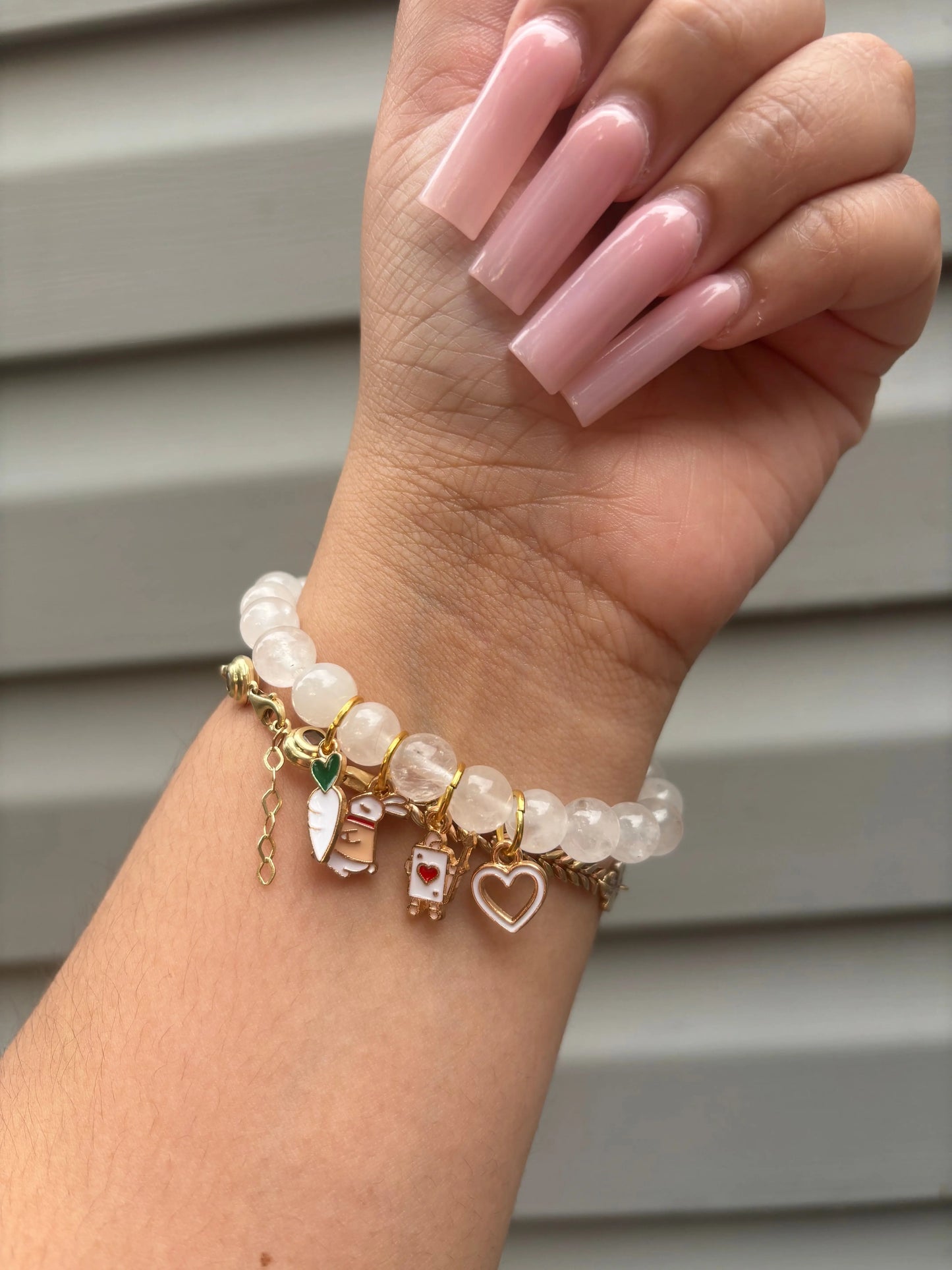 Natural Quartz Beaded Charm Bracelet Arau Jewelry