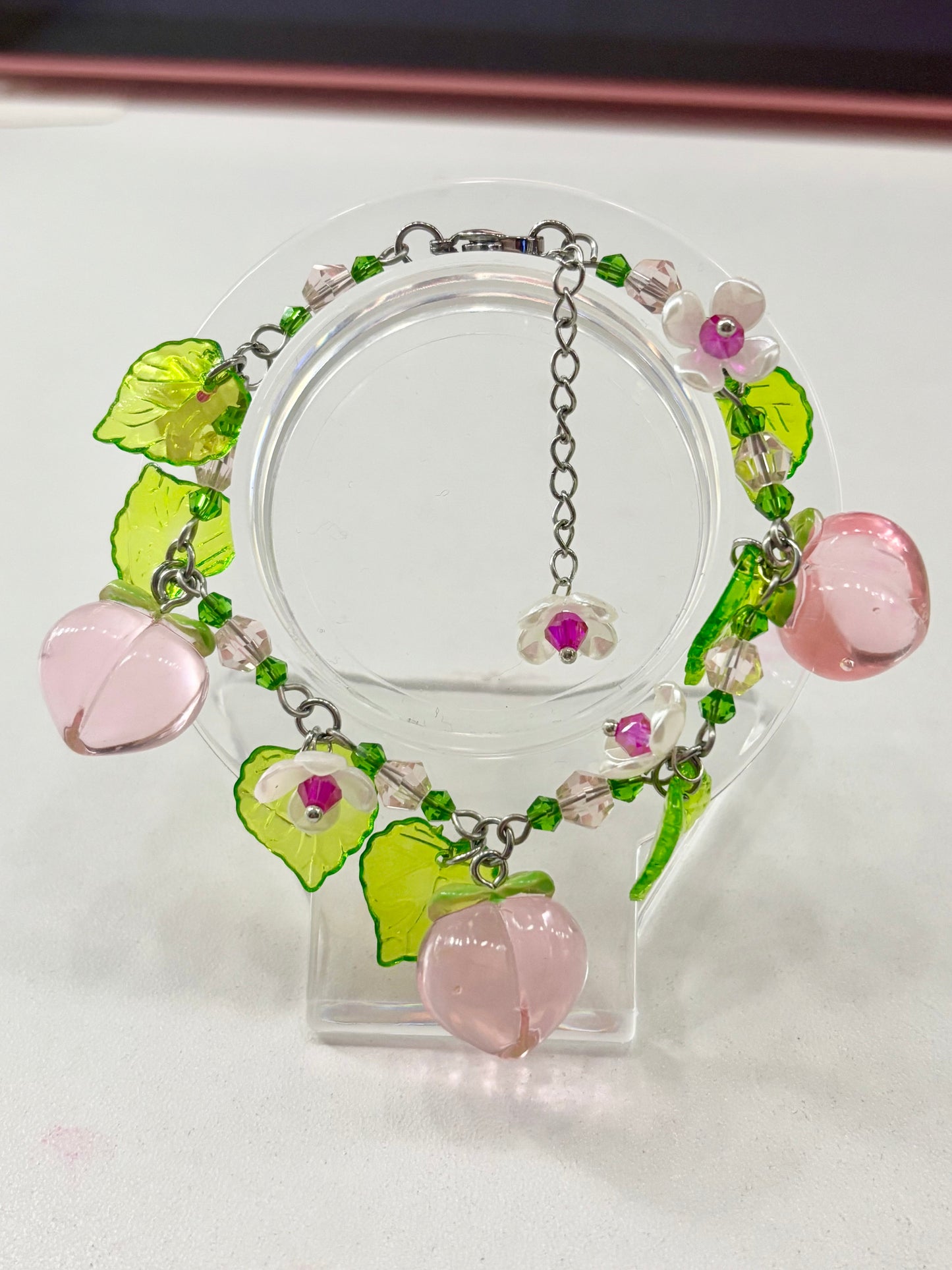 Adjustable Peach Charm Bracelet, 304 Stainless Steel Arau Jewelry