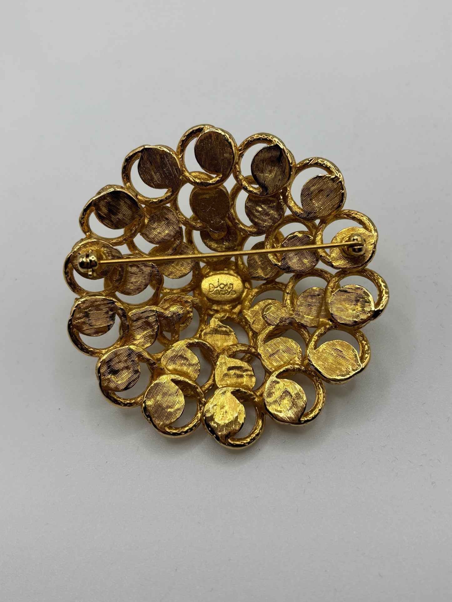 Rare Joan Rivers layered gold tone multi-colored pin/brooch.
