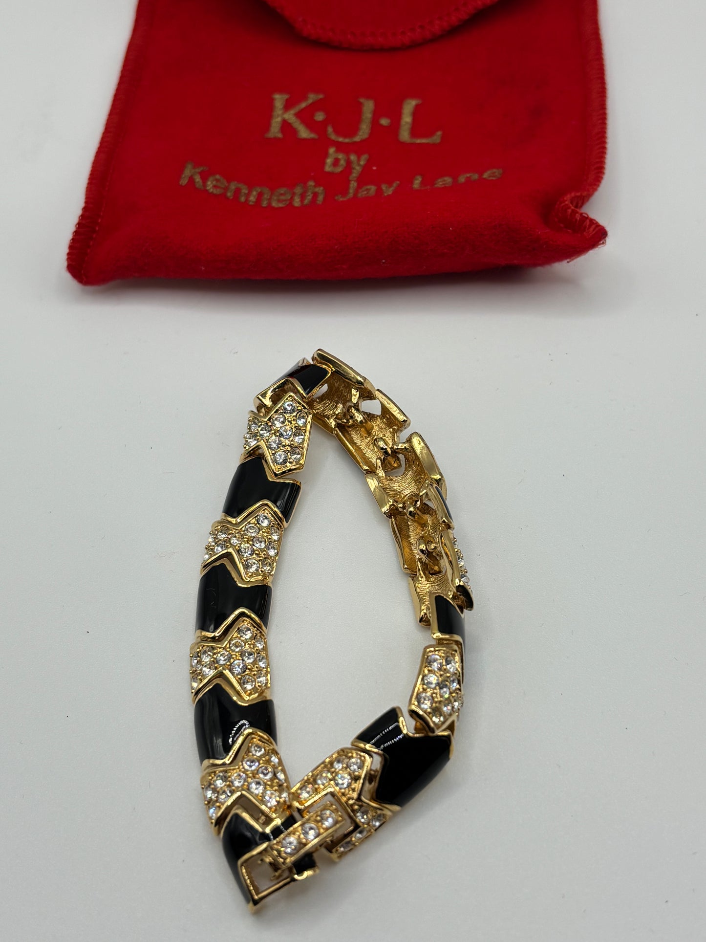 Kenneth Jay Lane Gold and Black Link Bracelet