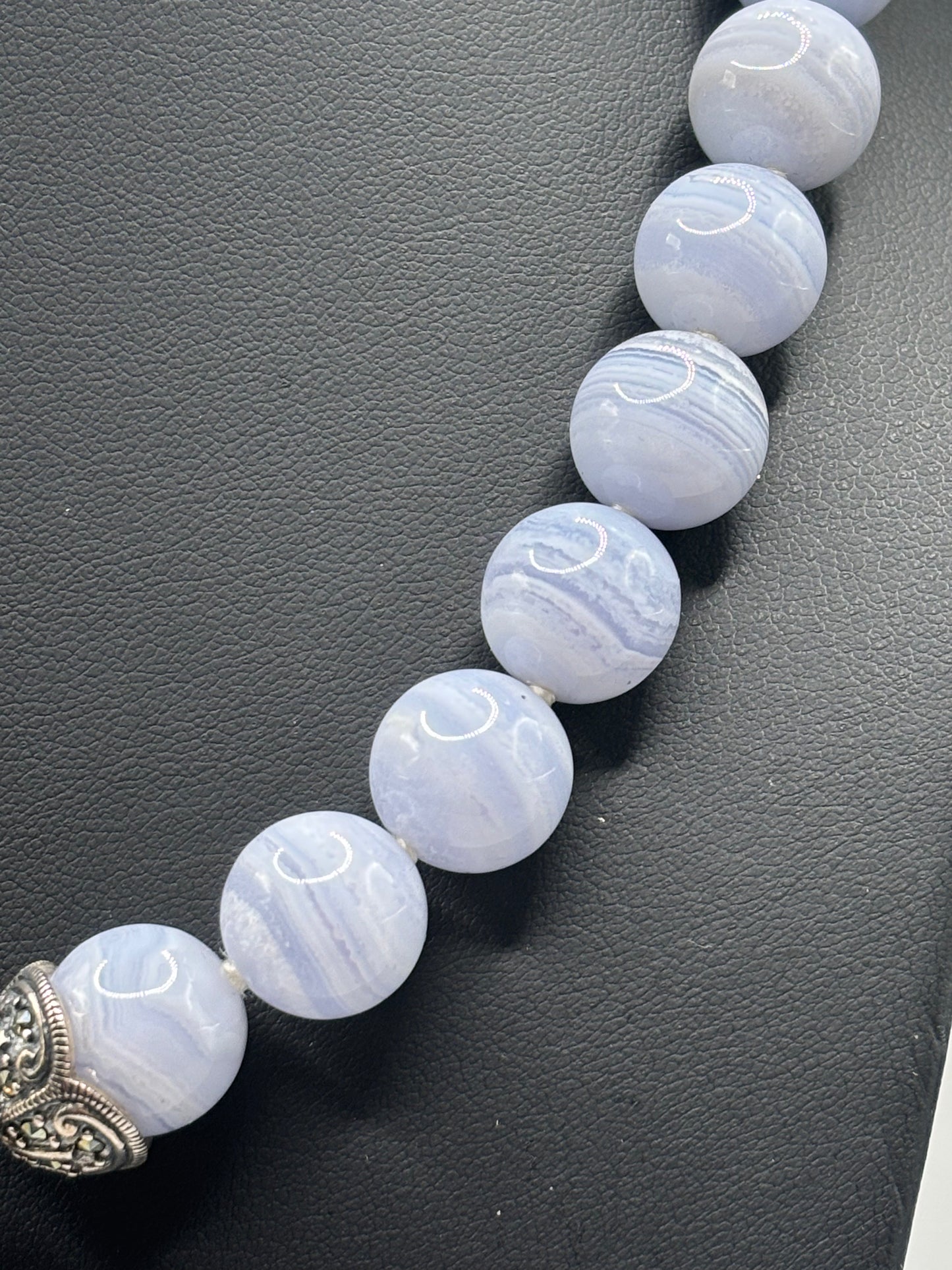 Blue and Silver Beaded Necklace