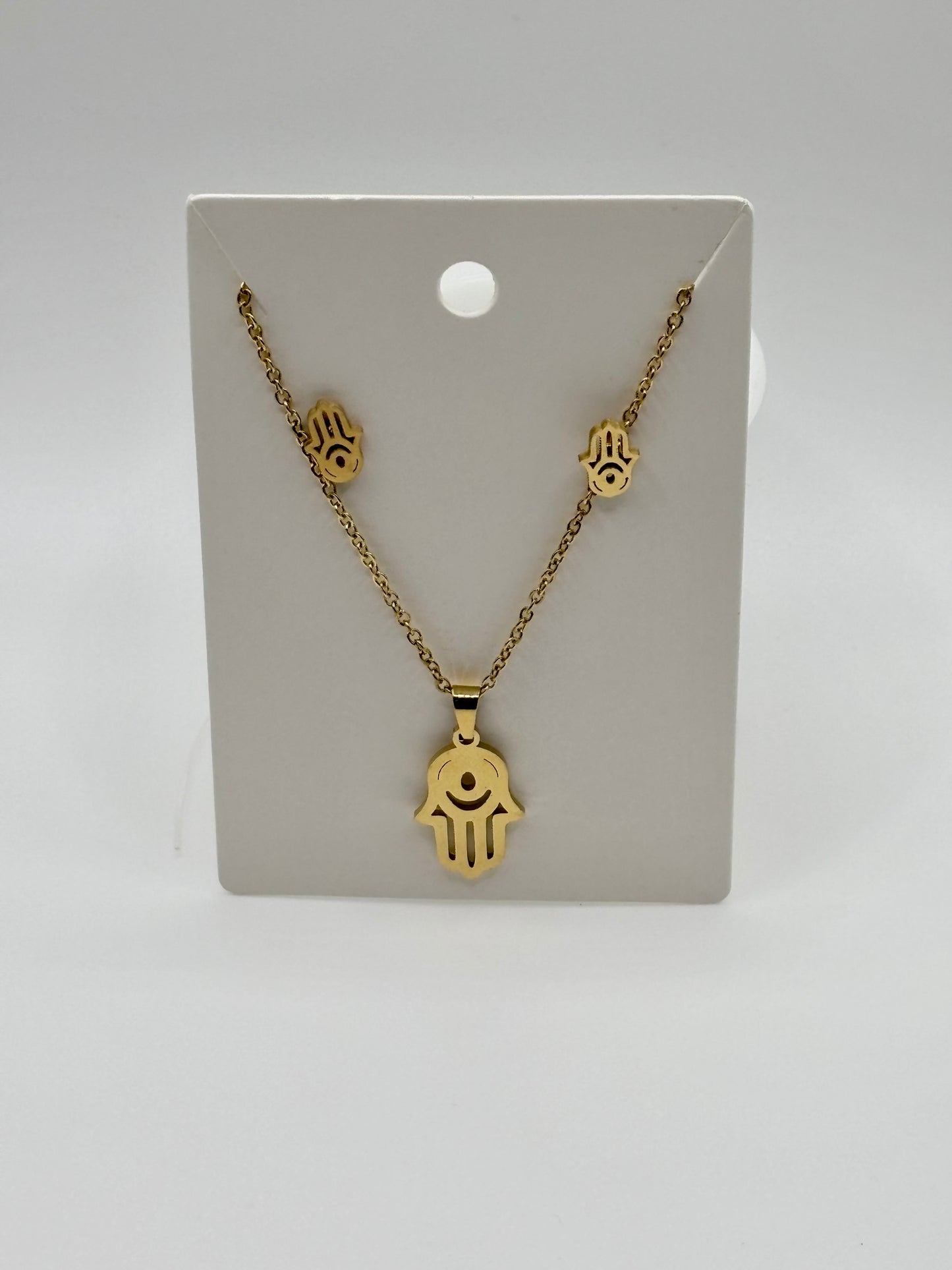 Gold Evil Eye Necklace + Earring Set