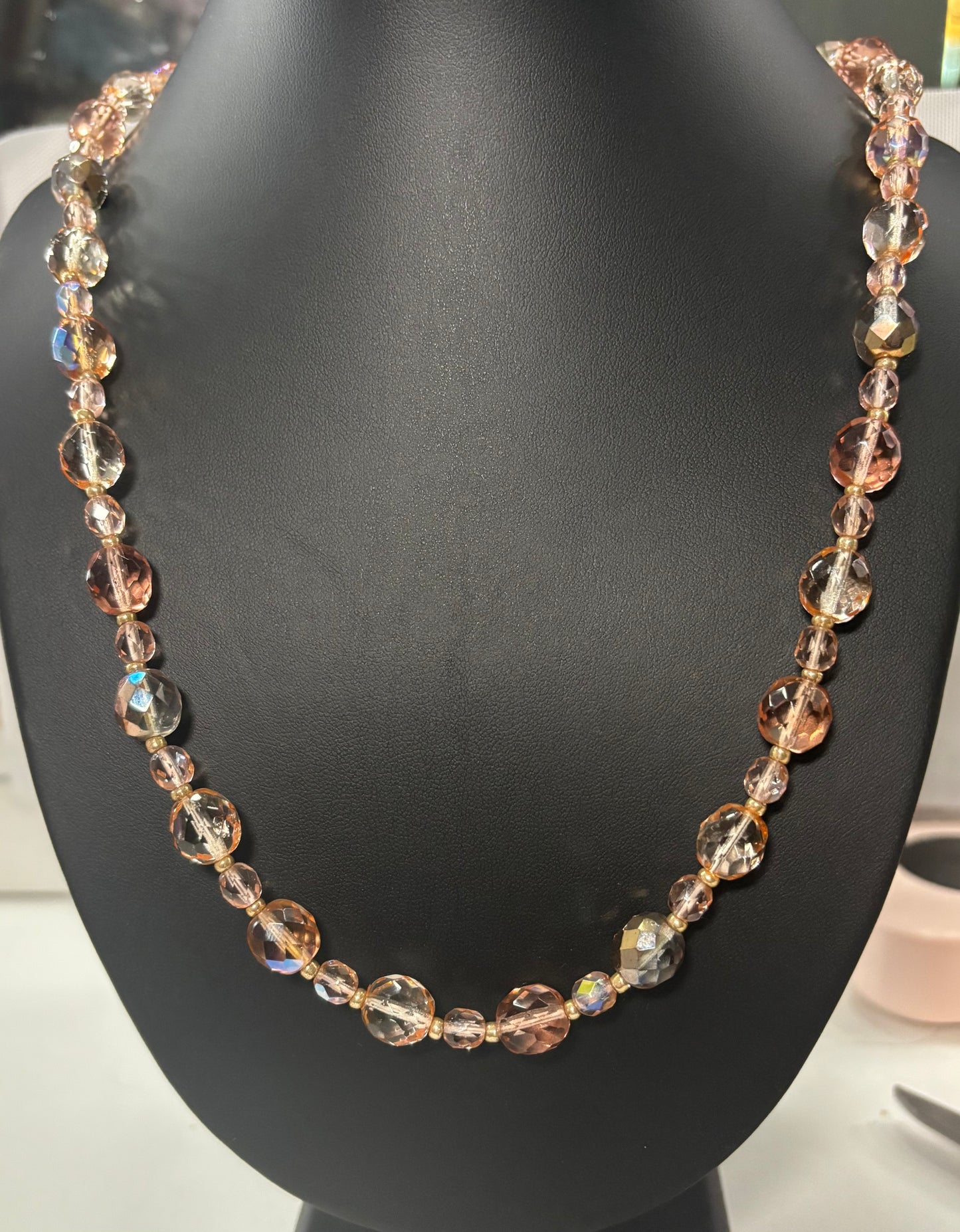 Vintage Joan Rivers 2 Necklace Set Firepolish W/ Stone Charm