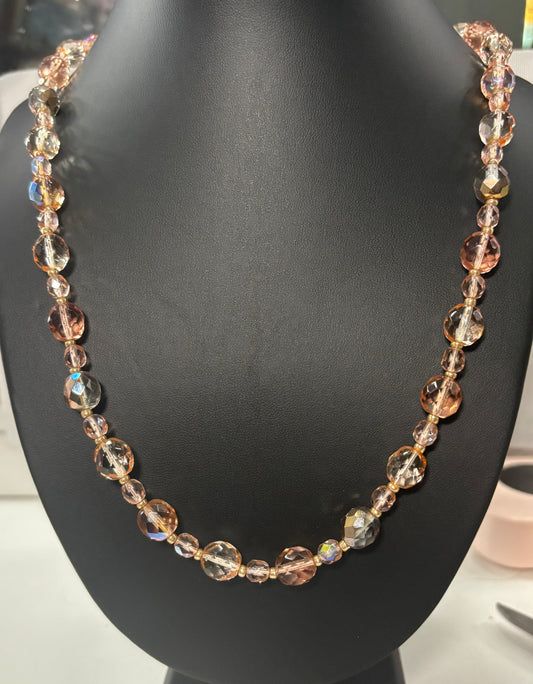 Vintage Joan Rivers 2 Necklace Set Firepolish W/ Stone Charm