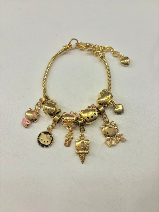 Gold Plated Hello Kitty Charm Bracelet