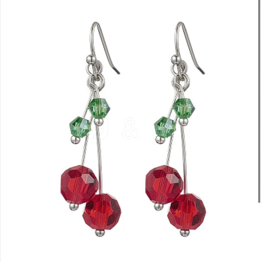 Glass Cherry Dangle Earrings