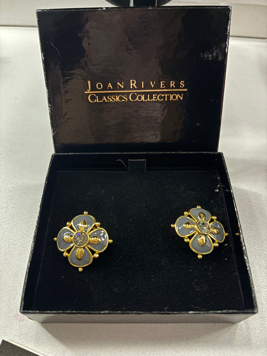 Vintage Joan Rivers Flower Clip On Earrings