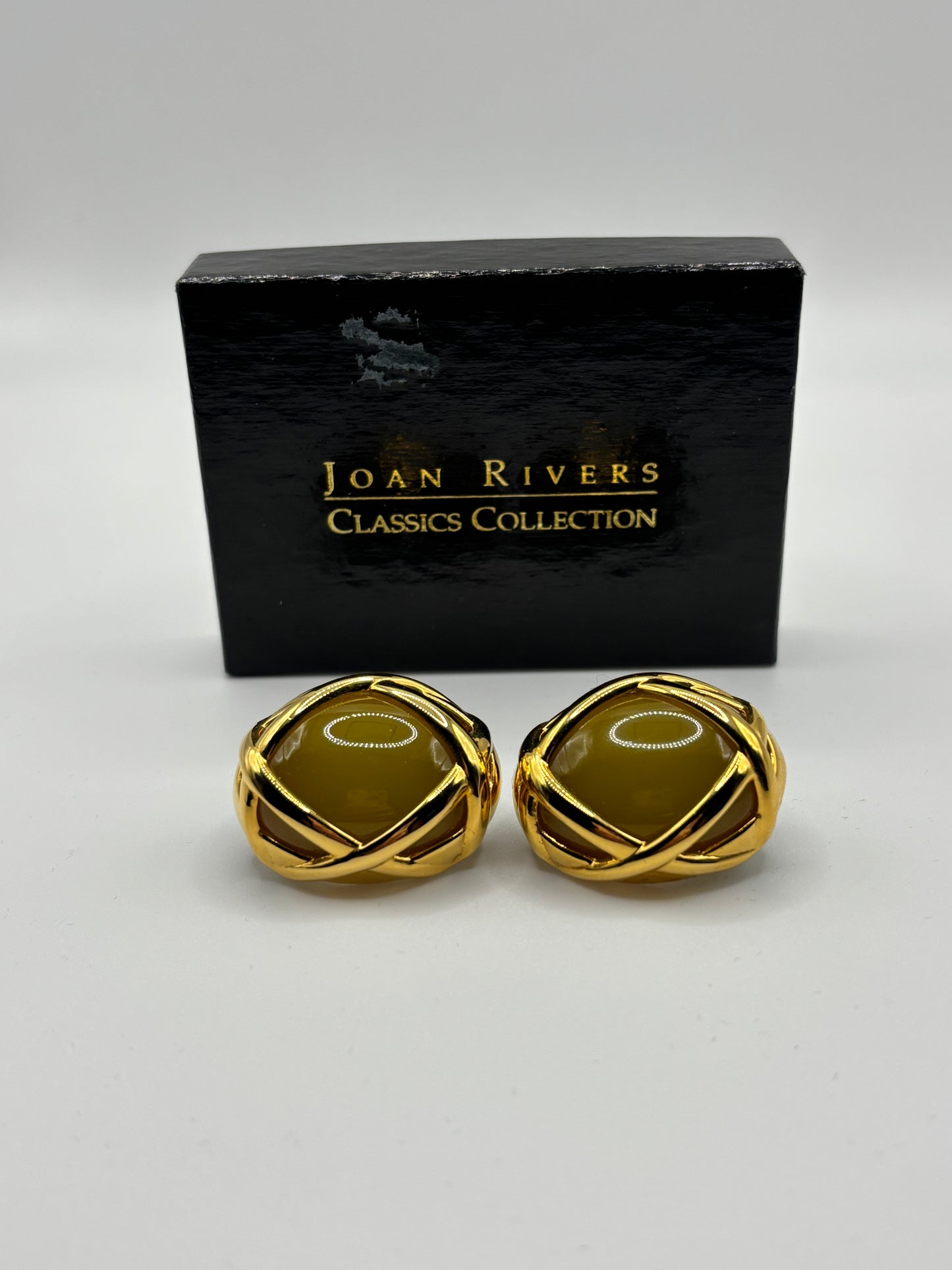 Joan Rivers Gold and Green Clip on Earrings