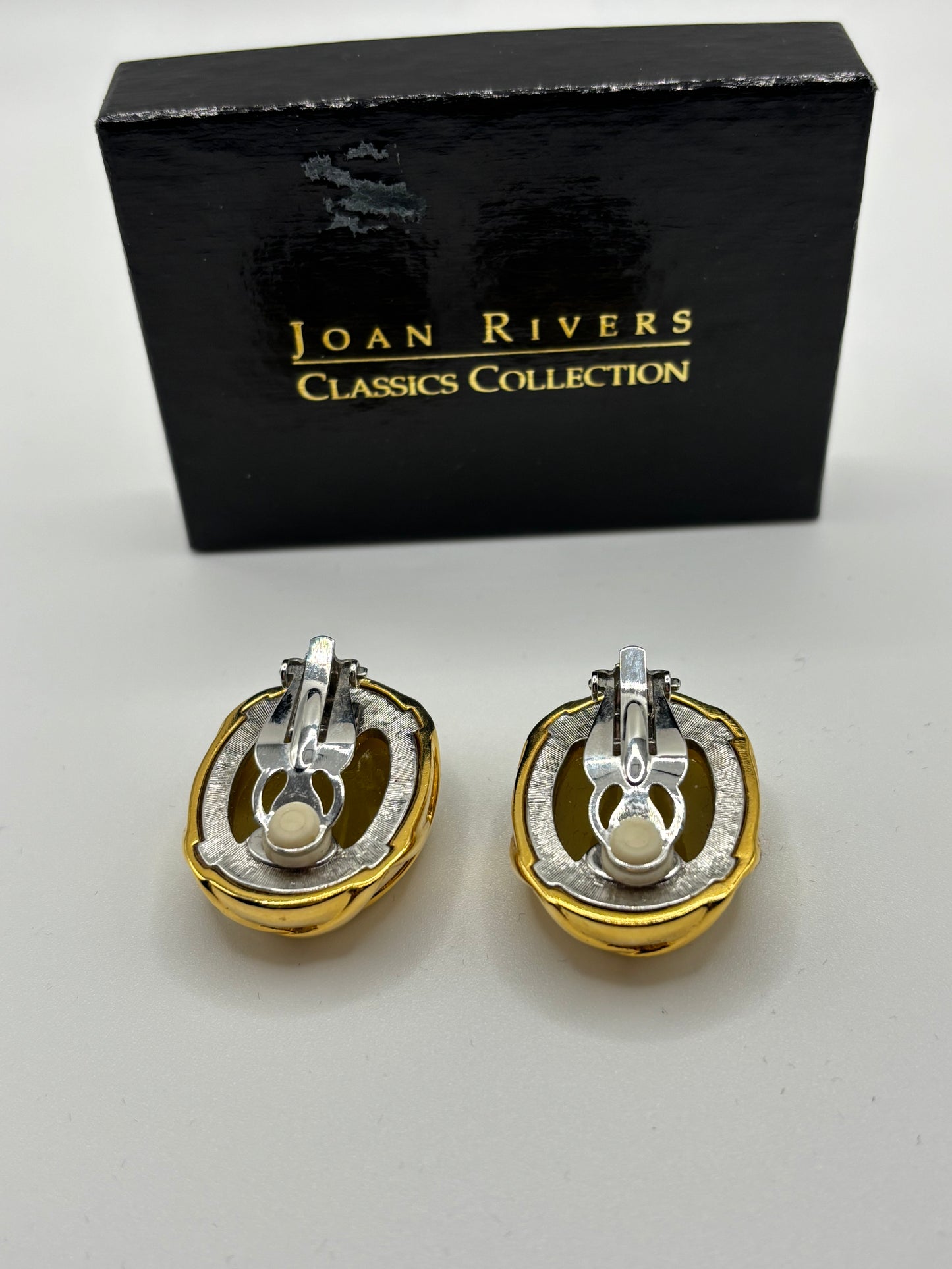 Joan Rivers Gold and Green Clip on Earrings