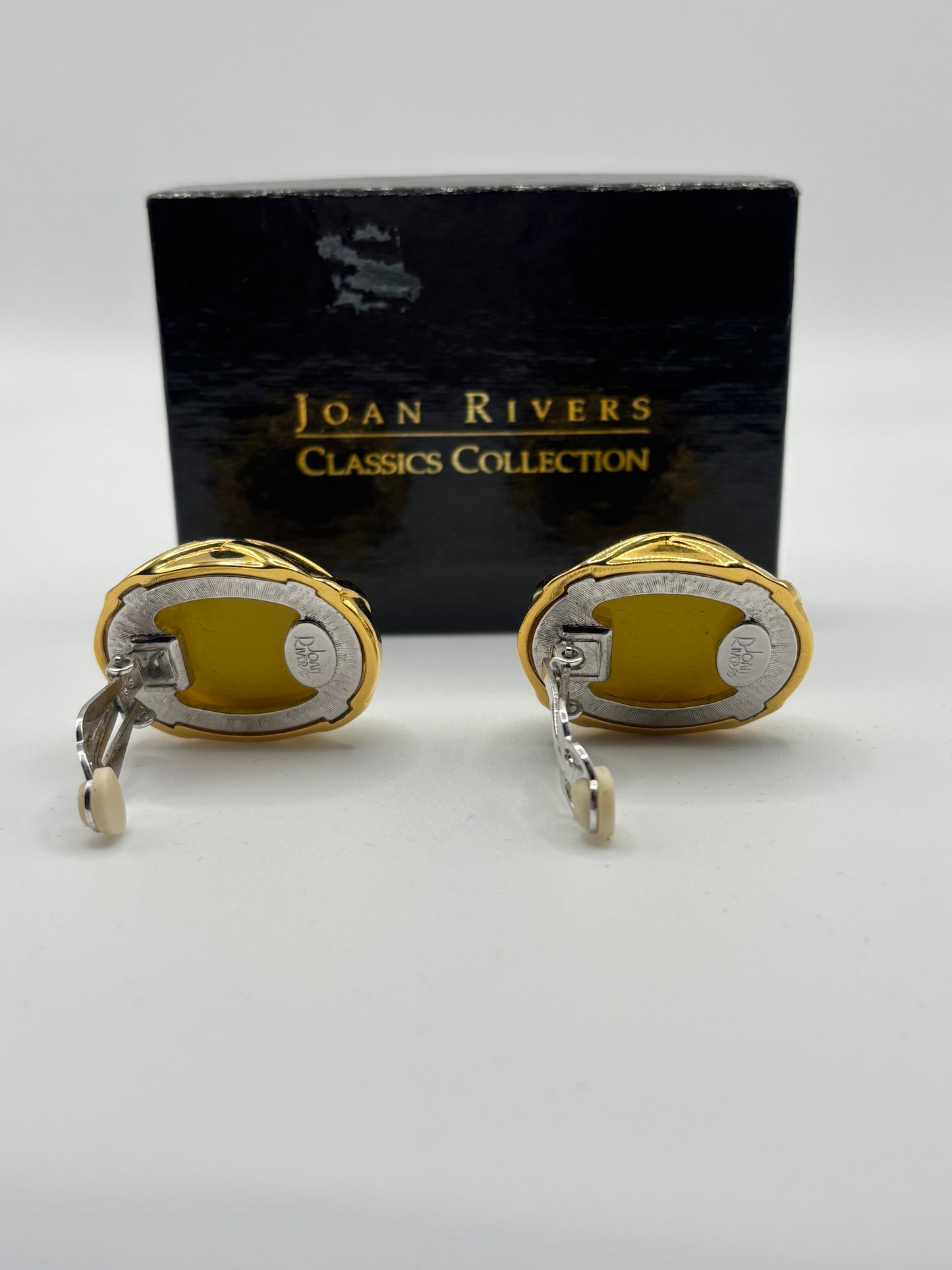 Joan Rivers Gold and Green Clip on Earrings