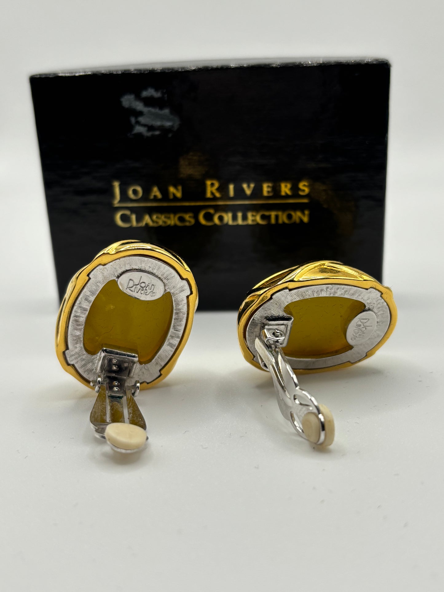 Joan Rivers Gold and Green Clip on Earrings