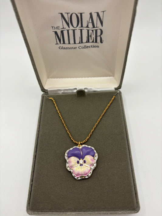 Nolan Miller Glamour Collection Purple and Gold Pendant Necklace