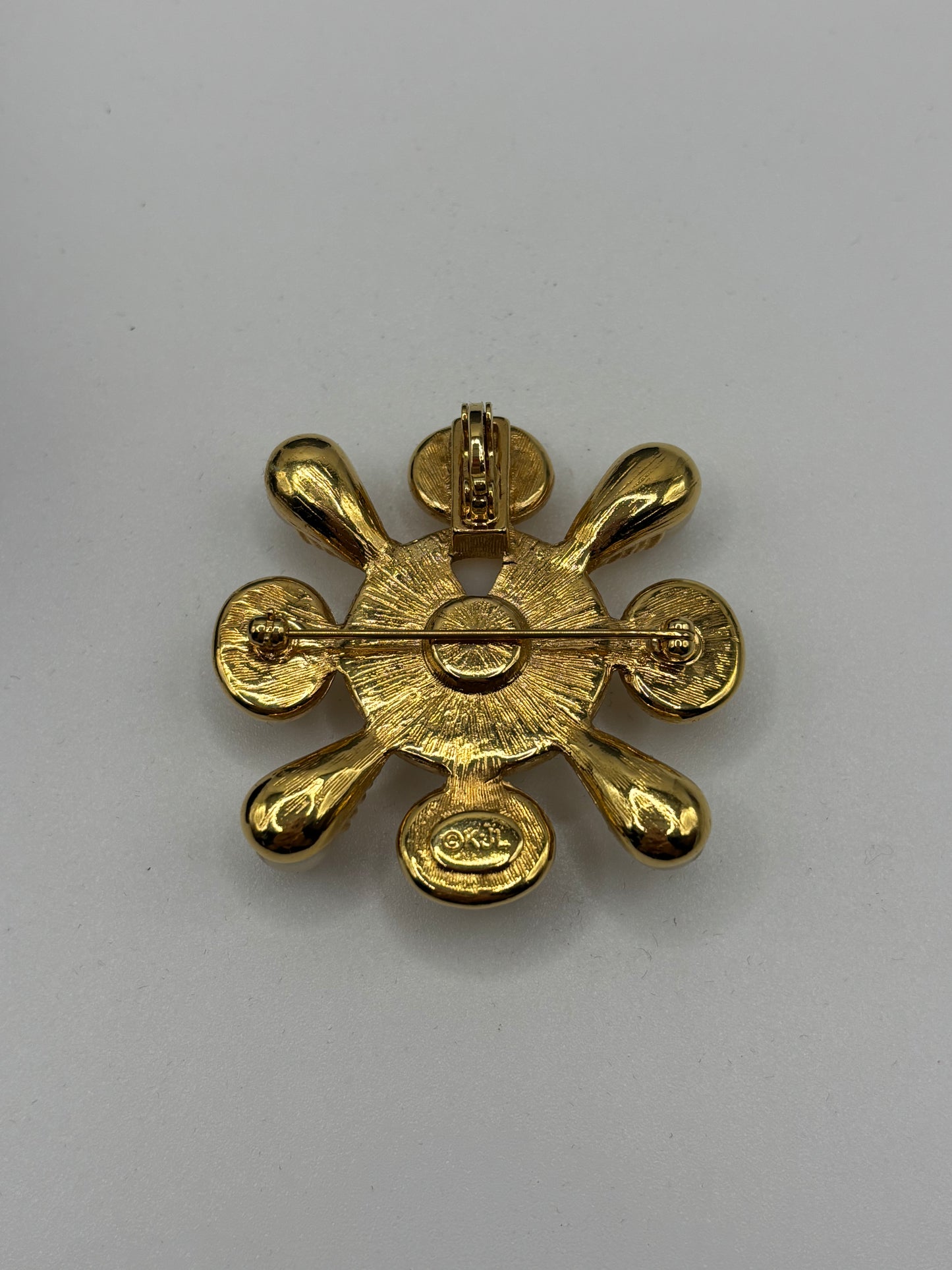 K.J.L by Kenneth Jay Lane Gold Brooch / Necklace with Colorful Stones