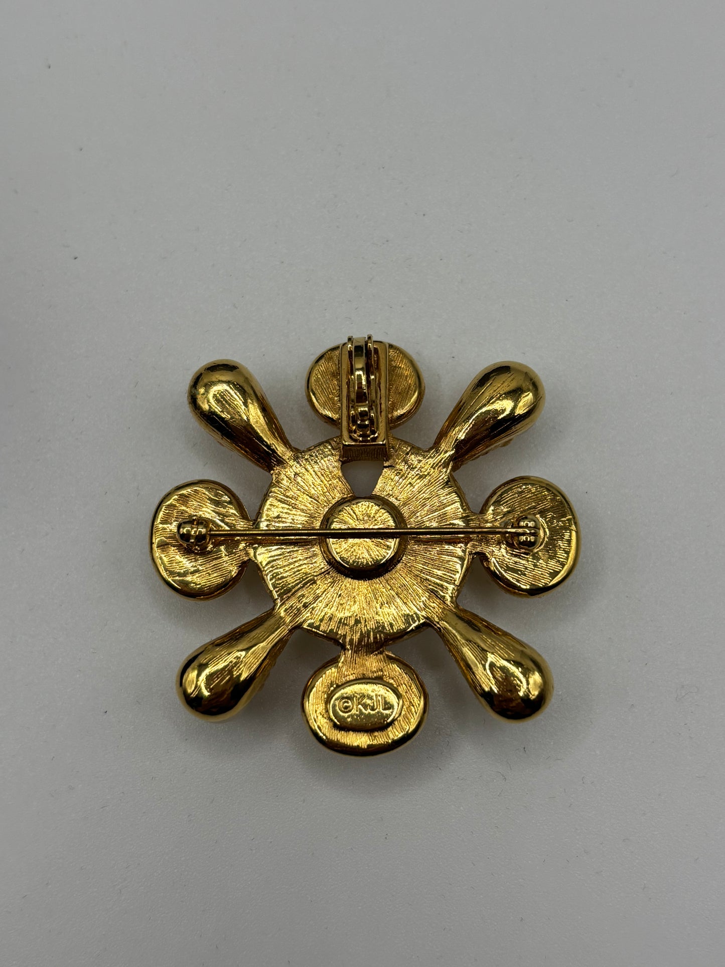 K.J.L by Kenneth Jay Lane Gold Brooch / Necklace with Colorful Stones