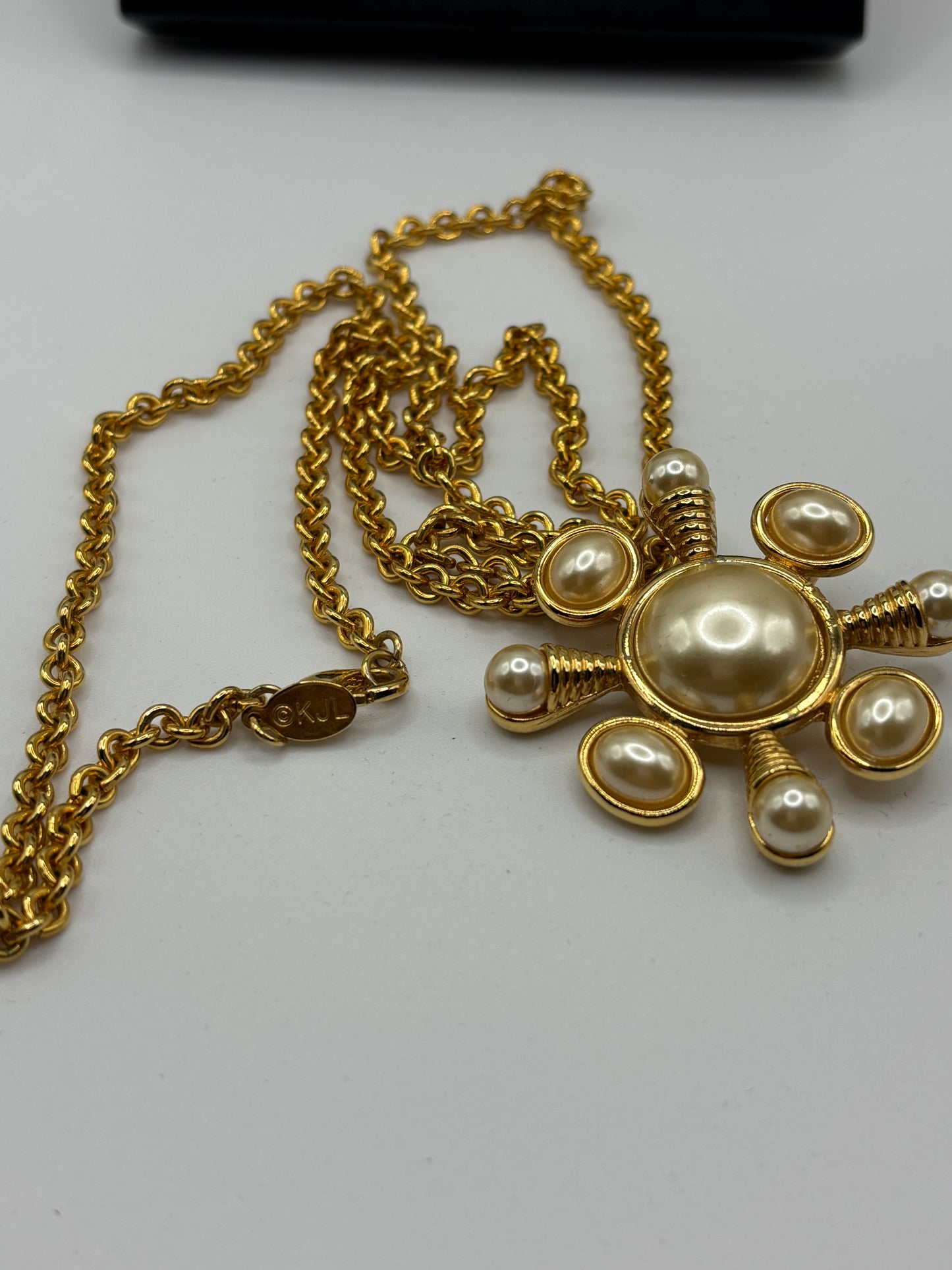 K.J.L by Kenneth Jay Lane Gold Brooch / Necklace with Colorful Stones