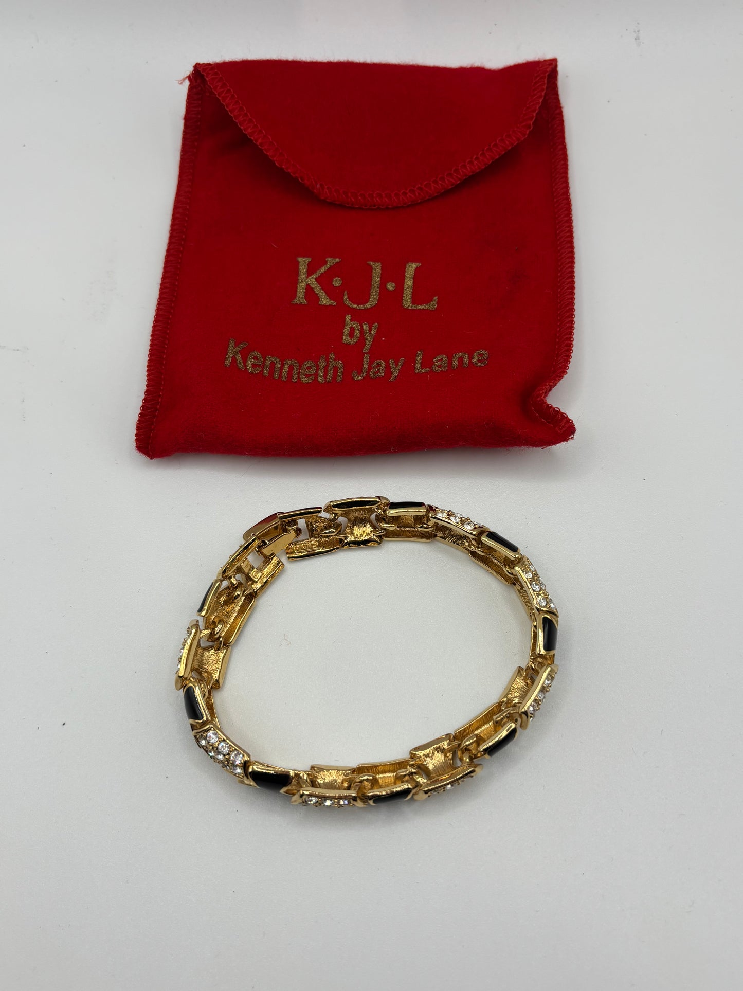 Kenneth Jay Lane Gold and Black Link Bracelet