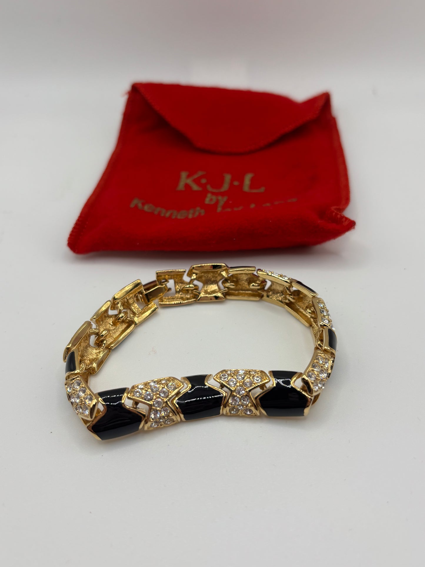 Kenneth Jay Lane Gold and Black Link Bracelet