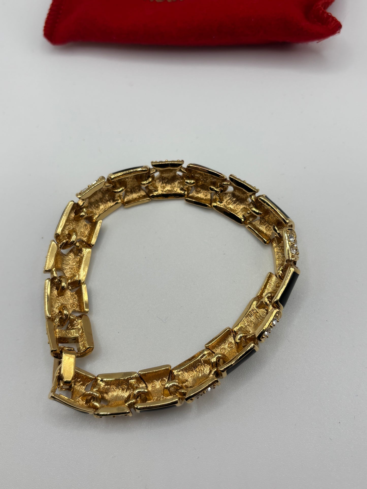 Kenneth Jay Lane Gold and Black Link Bracelet