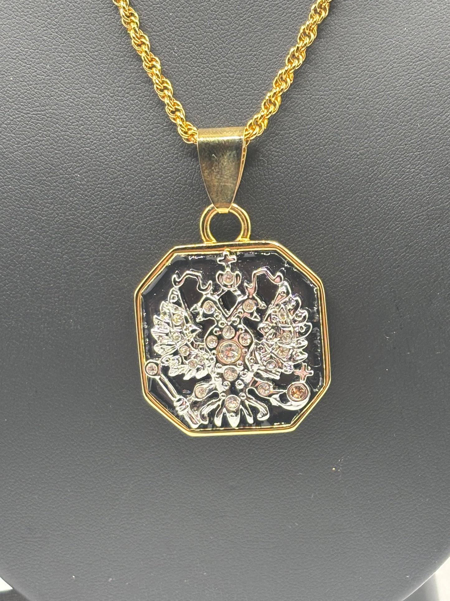 Vintage Joan Rivers Black and Gold Necklace and Earrings Set