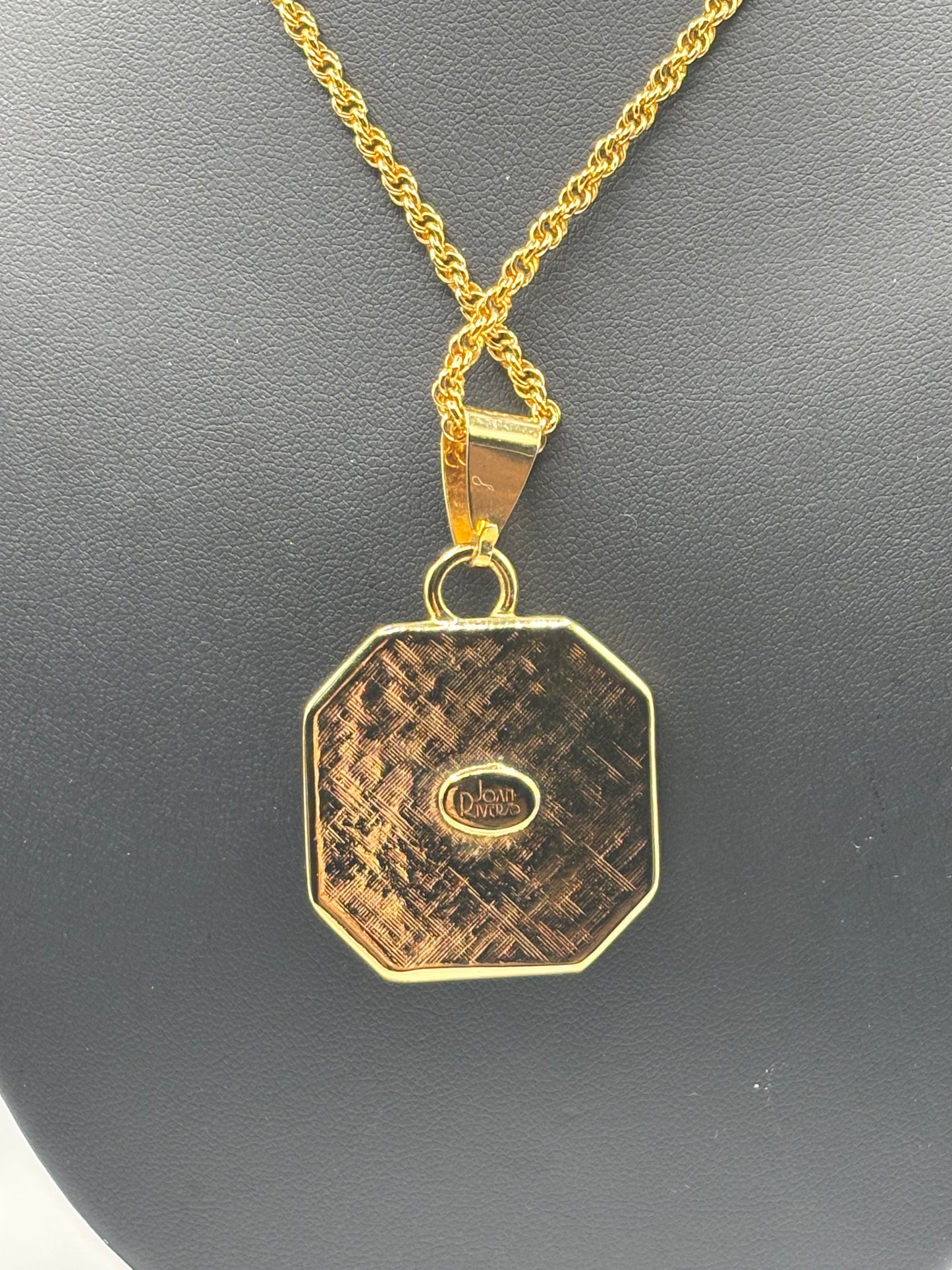 Vintage Joan Rivers Black and Gold Necklace and Earrings Set