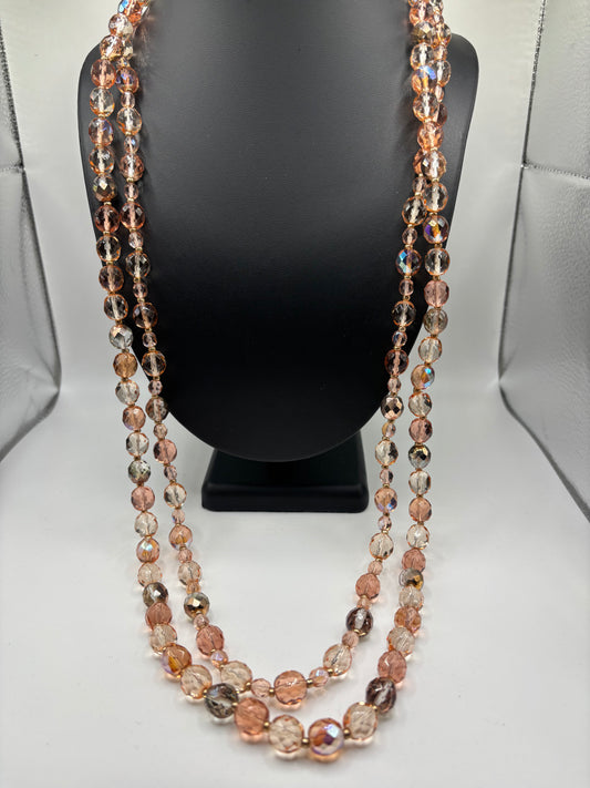 Vintage Joan Rivers 2 Necklace Set Firepolish W/ Stone Charm