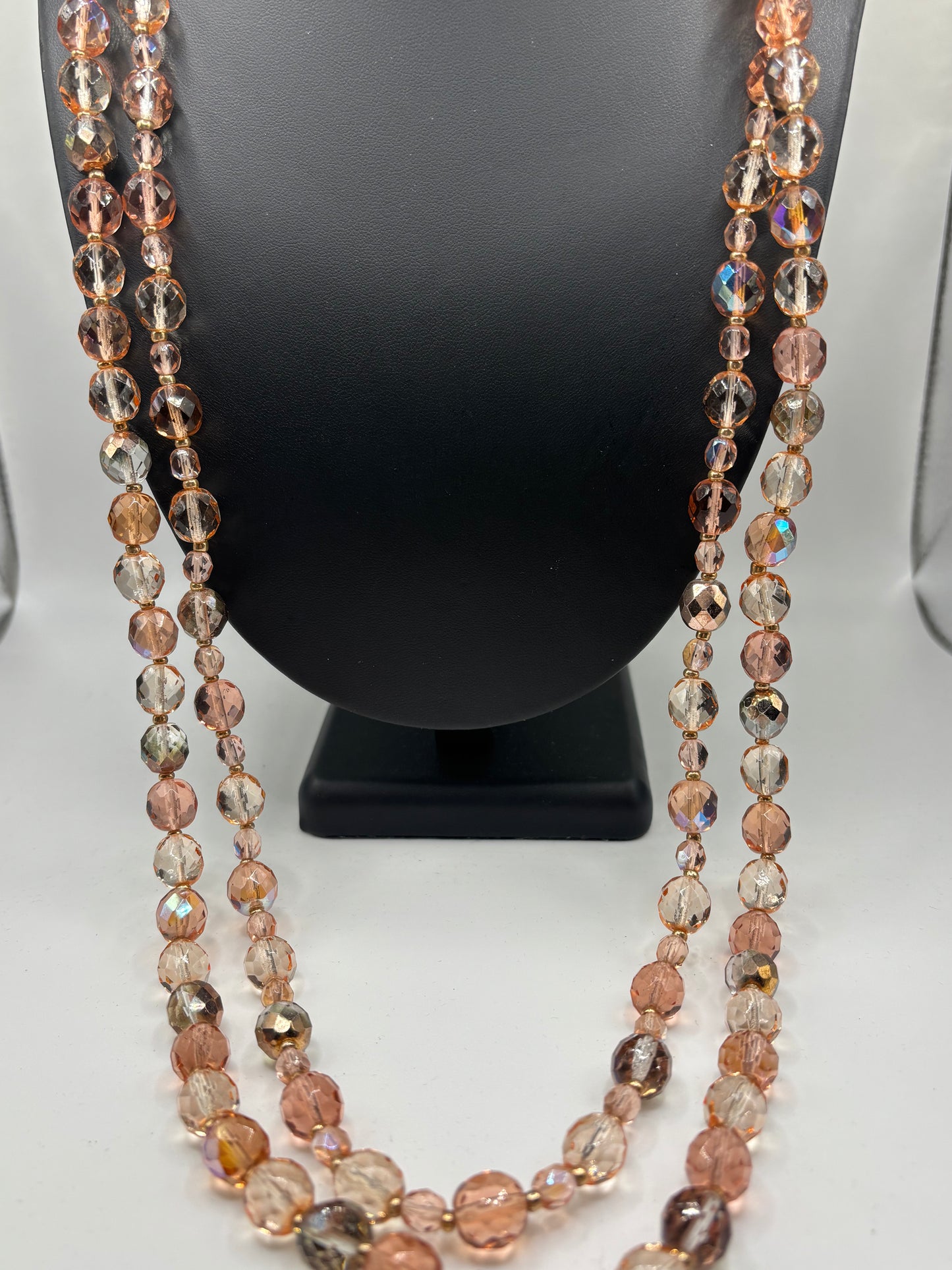 Vintage Joan Rivers 2 Necklace Set Firepolish W/ Stone Charm