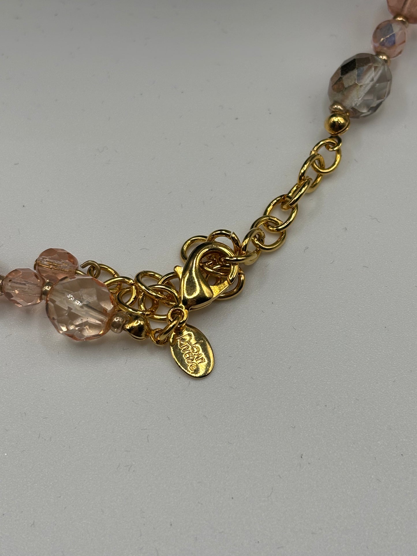Vintage Joan Rivers 2 Necklace Set Firepolish W/ Stone Charm