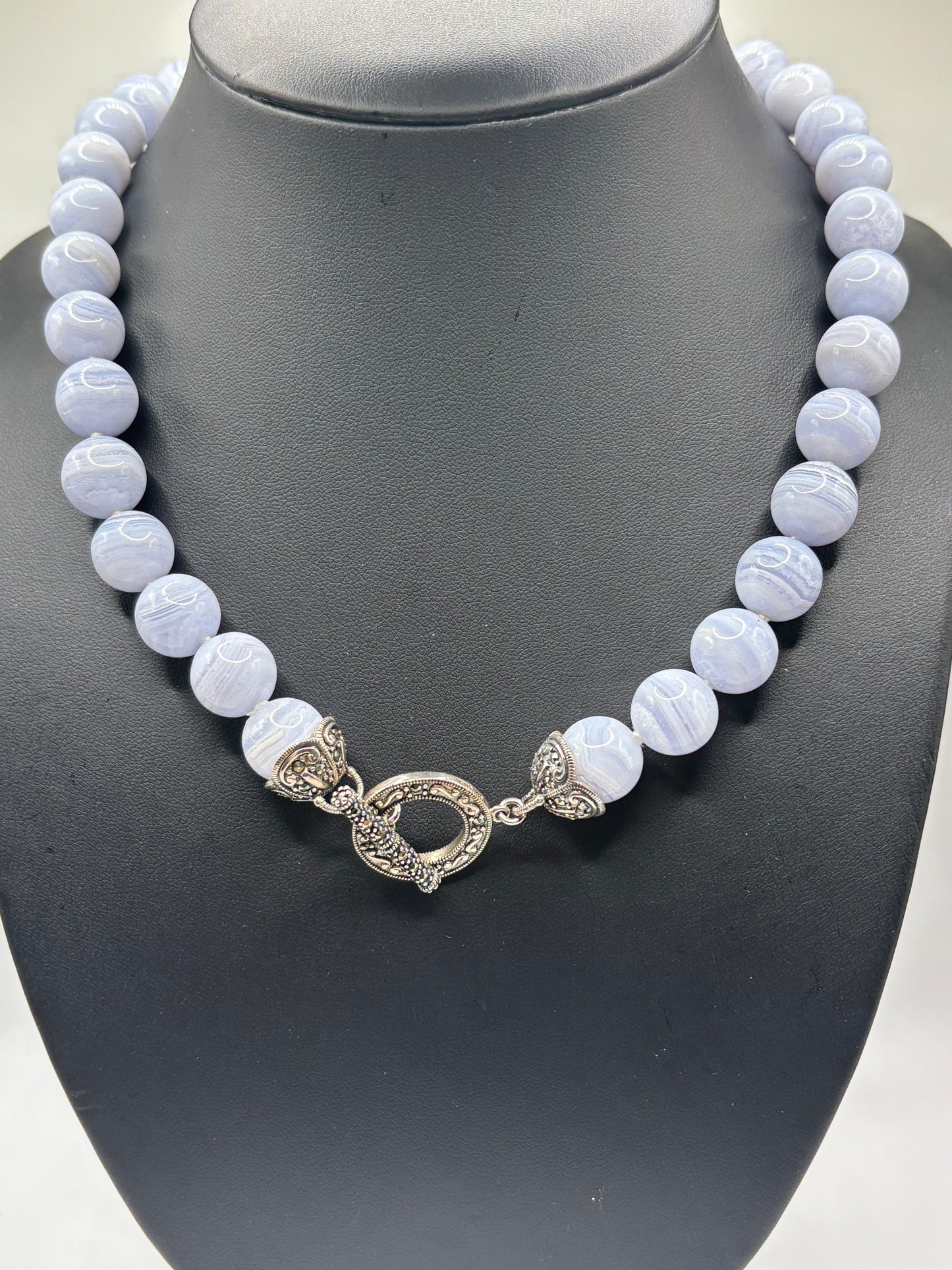 Blue and Silver Beaded Necklace