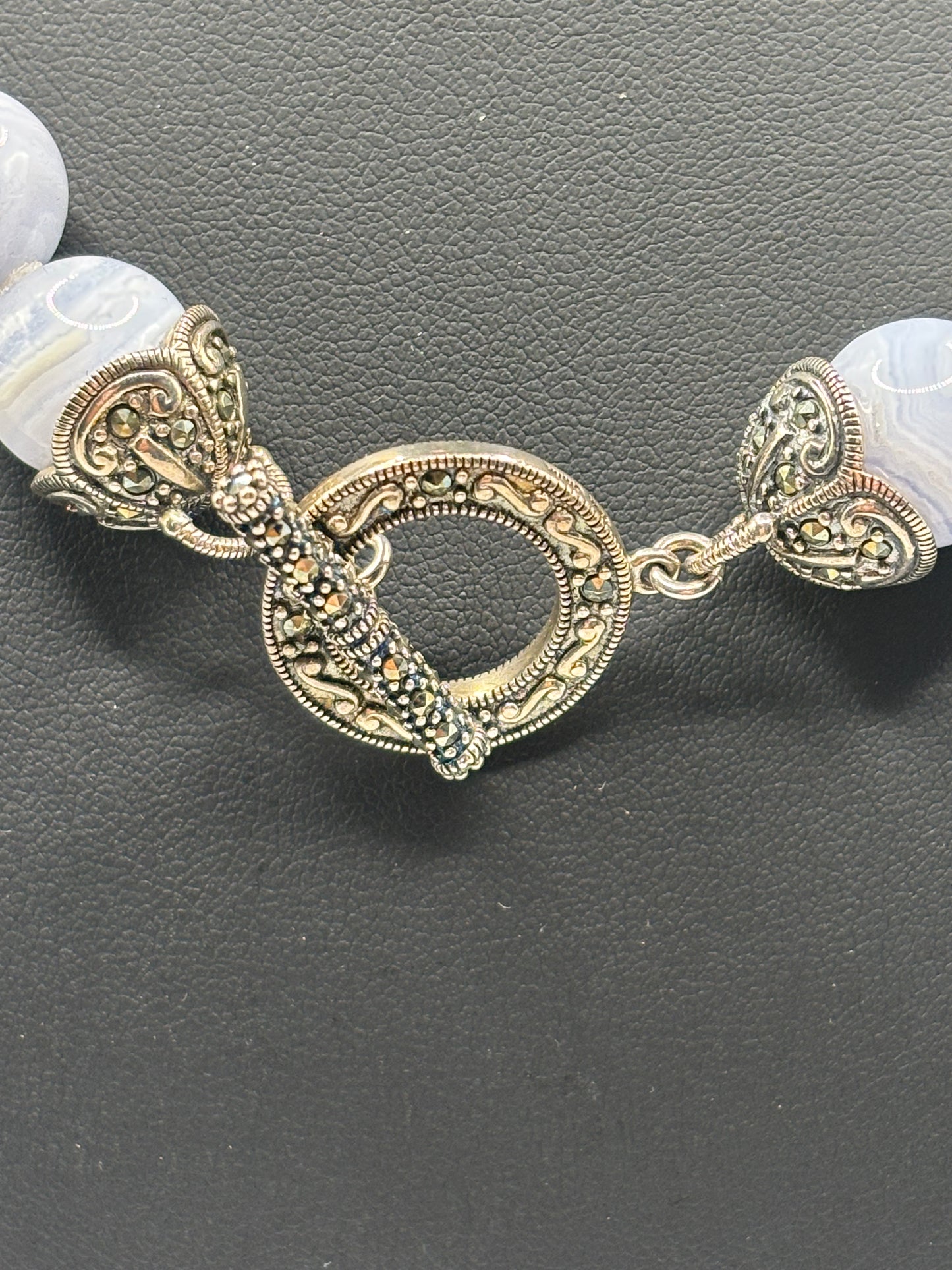 Blue and Silver Beaded Necklace